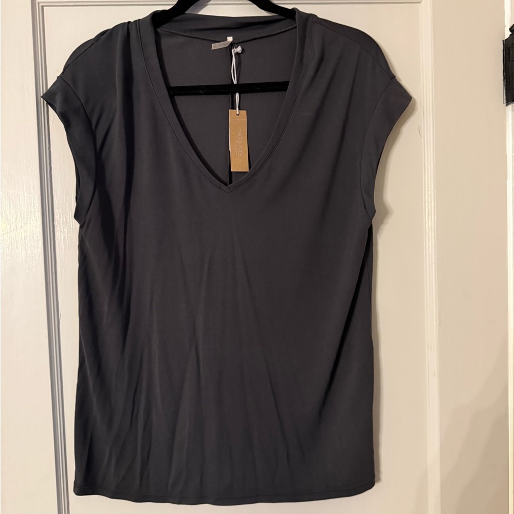 Elegant Charcoal Short Sleeve Top